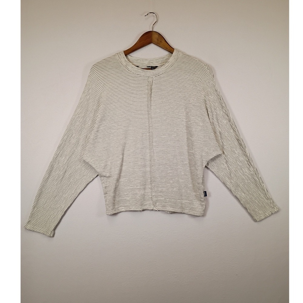 Minimalist Buffalo Jeans Womens Medium White Gray Striped Dolman‎ Sleeve Top
